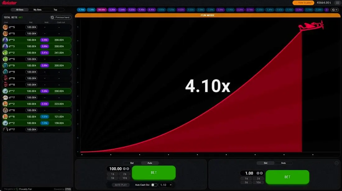 Aviator game interface demo